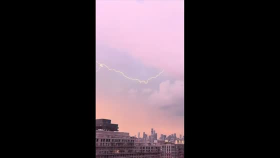 Lightning storm during sunset in Toronto, Ontario, Canada