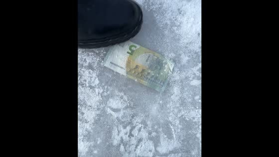 Money frozen in ice discovered in Rovaniemi, Finland