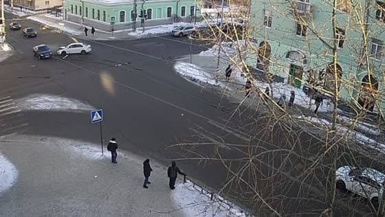 Six injured in two-car collision and pedestrian crash in Petrozavodsk, Russia