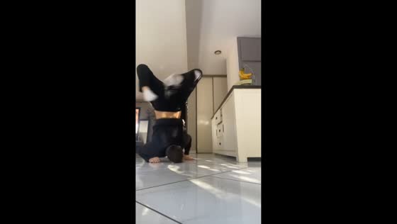 Man loses balance attempting walking handstand in Istres, France