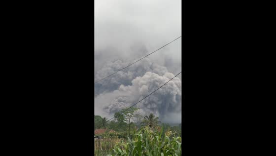 Massive ash plume rises as Mount Semeru erupts in East Java, Indonesia