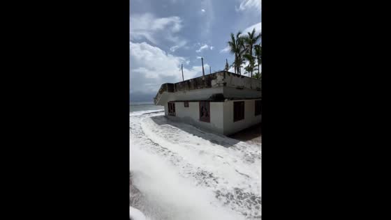 Sea water floods abandoned house in Thrissur, Kerala, India