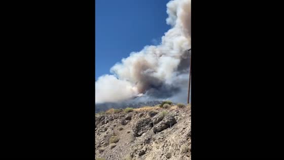 Wildfire smoke billows over Washoe Lake, Nevada