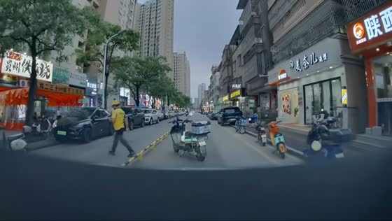 Delivery motorcycle blocks traffic in Guangdong, China