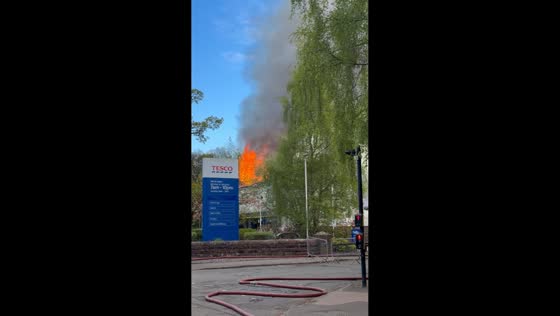 Fire at Uddingston Service and MOT Centre in Uddingston, Scotland, UK