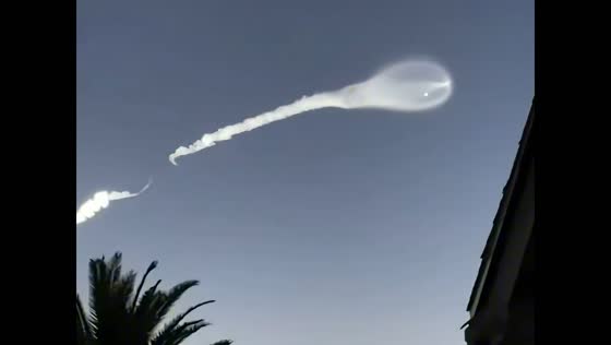 SpaceX rocket launch creates glowing jellyfish effect in Florida, USA
