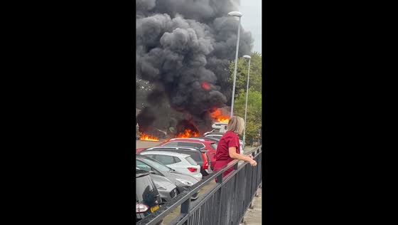 Electrical substation explosion sparks major fire in Liverpool, UK