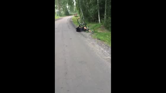 Backward bike blunder: cyclist takes a tumble in Luleå