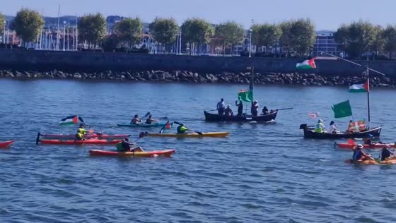 Santurtzi flotilla sails in solidarity with Gaza in Portugalete, Spain