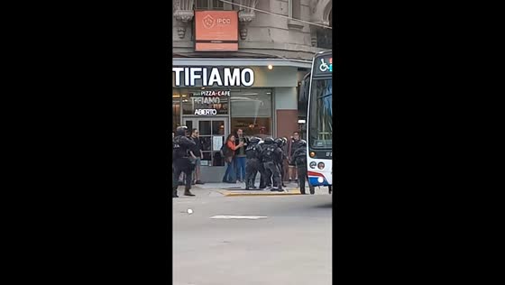 Protester arrested during demonstration in Buenos Aires, Argentina