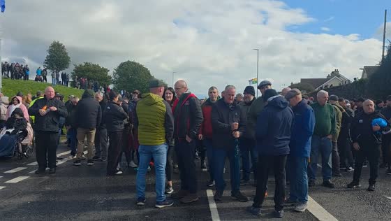 Nationalist protesters block Orange Order parade in Portadown, Northern Ireland, UK