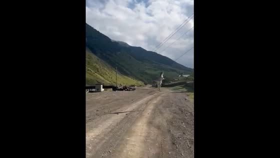 Goat rescued after getting caught on electrical wires while being transported in Dagestan, Russia