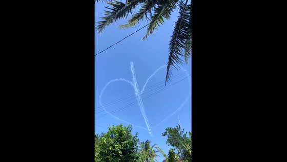 Aircrafts draw love heart in Yogyakarta sky