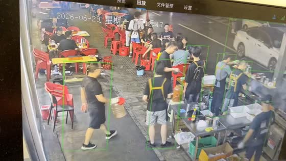 Security cameras capture tremors and restaurant evacuation in Gongxian, Sichuan, China