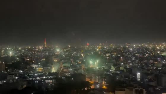 Midnight Lunar New Year fireworks illuminate Ho Chi Minh, Vietnam