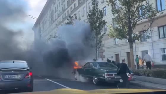 Car fire on Garden Ring in Moscow