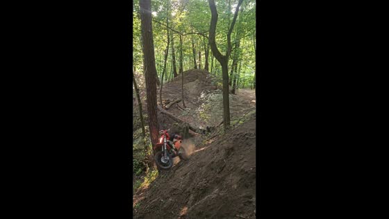 Rider crashes into tree during hill climb in Bydgoszcz, Poland