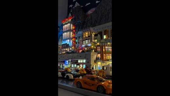 Illuminated Lego city display in Texas, USA