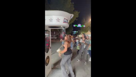 Friend misses punch at boxing machine and accidentally hits face in Spain