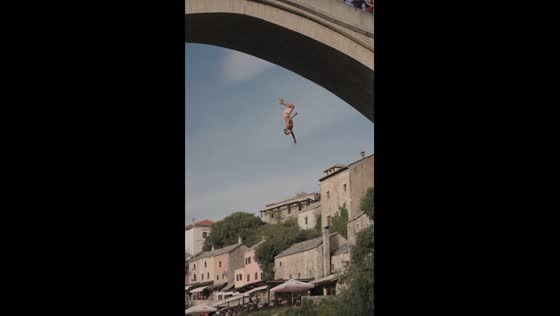 High bridge jump into Croatian waters