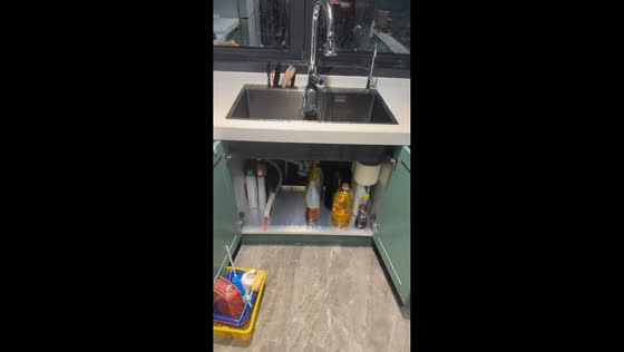 Kitchen flooded by water leaks during Typhoon Dolphin in Zhejiang, China