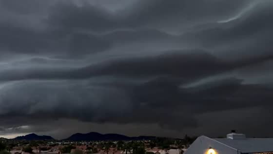 Low dark storm clouds with lightning, Phoenix, Arizona, USA