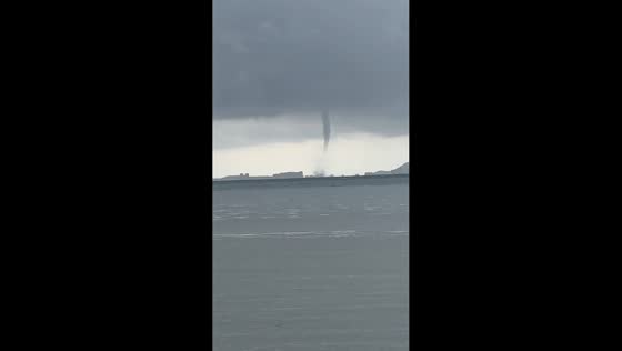 Large waterspout forms off La Manga coast in Murcia, Spain