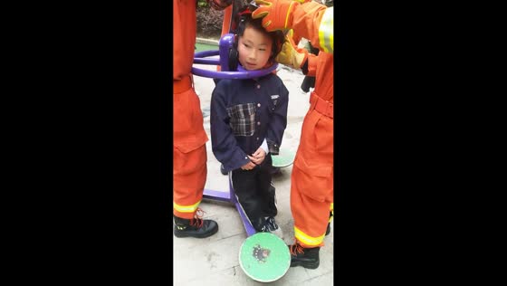 Boy rescued after getting head stuck in playground equipment in Sichuan, China