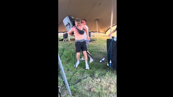 Dancer falls backward into speaker at Isle of Wight Festival