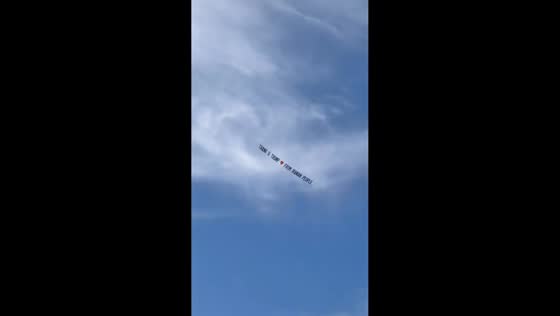 Plane tows a banner over Los Angeles, USA