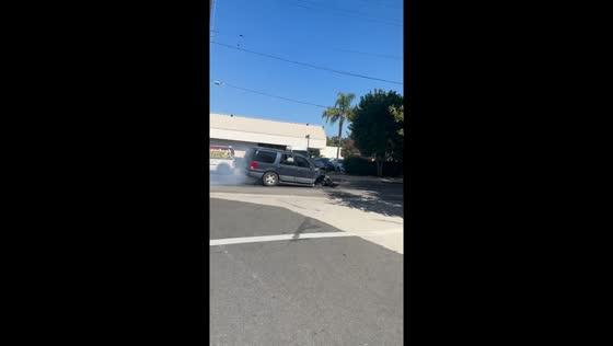 Hit-and-run spree ends in crash at restaurant in Woodland Hills, Los Angeles, California, USA