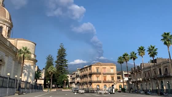 Mount Etna erupts: ash cloud visible from afar