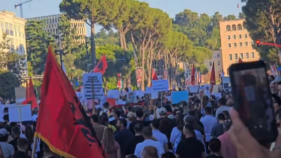 Thousands march against proposed luxury resort project in Tirana, Albania