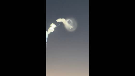 SpaceX Bandwagon-5 rocket launch lights up the morning sky in Oldsmar, USA