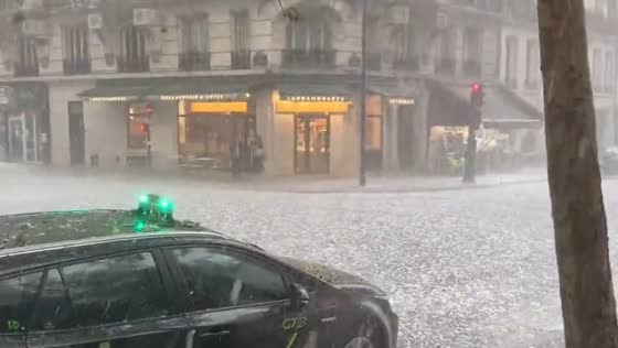 Heavy hailstorm hits Paris and strips leaves from trees