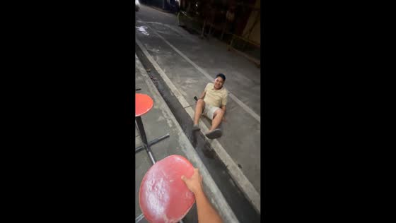 Friend falls after prank at burger store in Aklan, Philippines