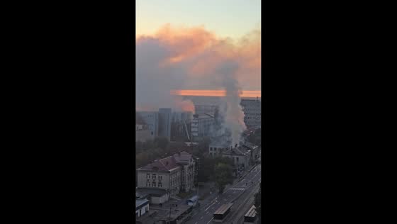 Russian strikes leave buildings damaged in Kyiv, Ukraine