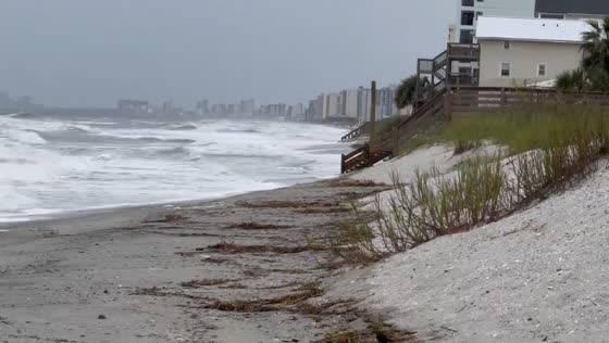 Stormy waves and high tide at North Myrtle Beach, South Carolina, USA