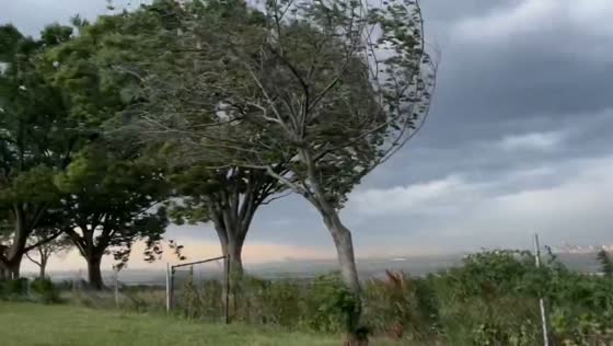 Shelf cloud and strong winds move over Potomac River in Washington, USA