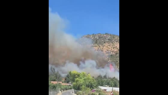 Forest fire threatens homes in Pichidegua, Chile