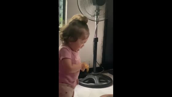 Little girl startled by shouting in educational video in Manila, Philippines