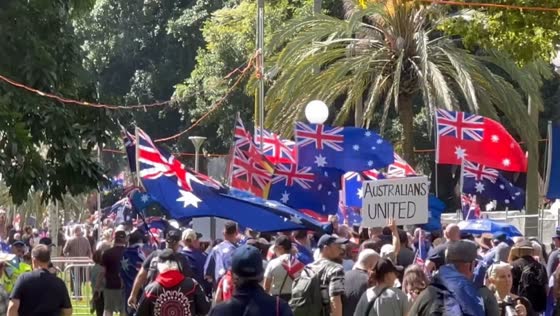 Hyde Park protest against racism and migration in Sydney, Australia