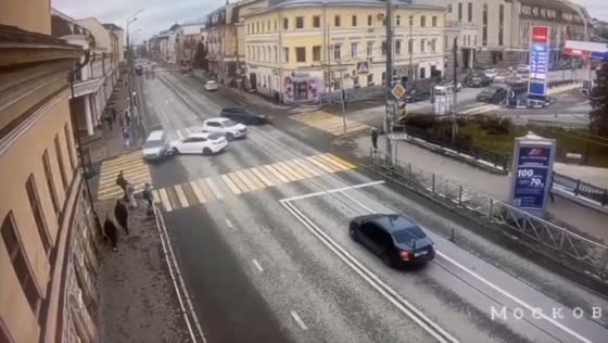 Driver hits pedestrian after collision in central Kazan, Russia