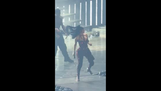 Cardi B falls through stage during performance in Seattle, USA