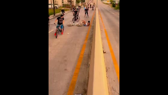 Woman falls after biker collision during ride in Houston, Texas