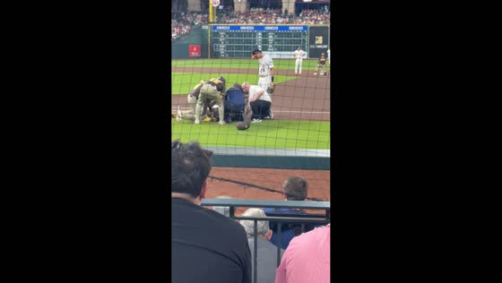 Player knocked out in collision at baseball game in Houston, Texas, USA