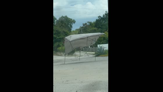 Wind blows away carp tent in Ocampo, Mexico