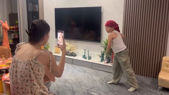 Funny boy dance for social networks at home