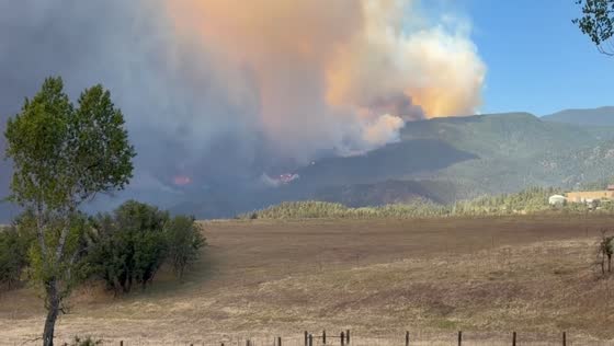 Massive smoke plume rises from Gold Mountain Fire near Ouray, Colorado, USA