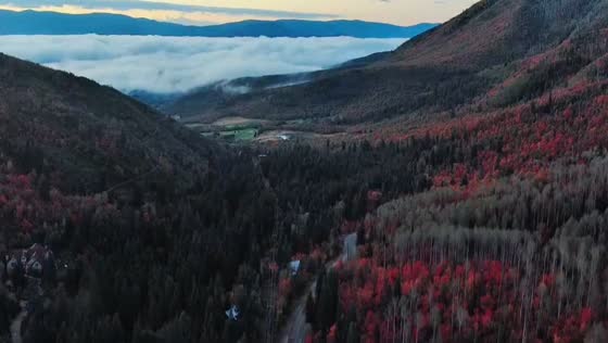 Fall colors erupt across the Wasatch Mountains near Salt Lake City, Utah, USA